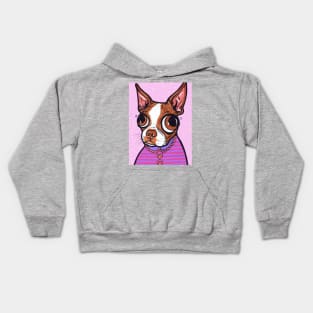 Brown Boston Terrier Kids Hoodie